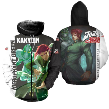 Kakyoin Hierophant Green Shirt Jojo Anime 2k882 Fan Gift Stylist Unisex Cartoon 3d Hoodie Zip Hoodie 750 Moonbestprint