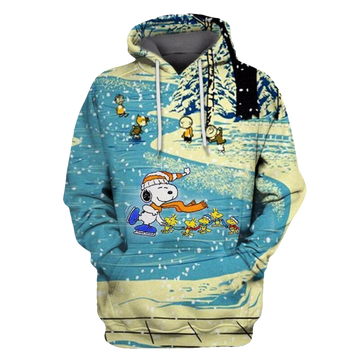 Snoopy Christmas Hoodie Snoopy Peanuts Christmas Skating In Winnter 3d Hoodie Zip Hoodie Moonbestprint