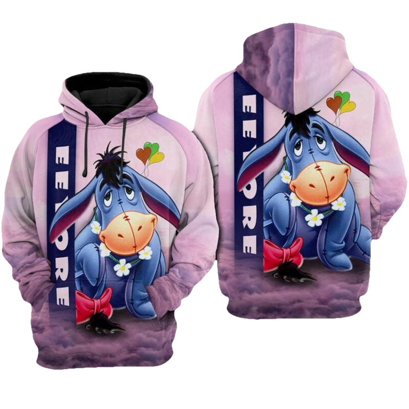 Eeyore Cartoon Winnie The Pooh Movie Disney Over Print 3d Hoodie Zip Hoodie Moonbestprint