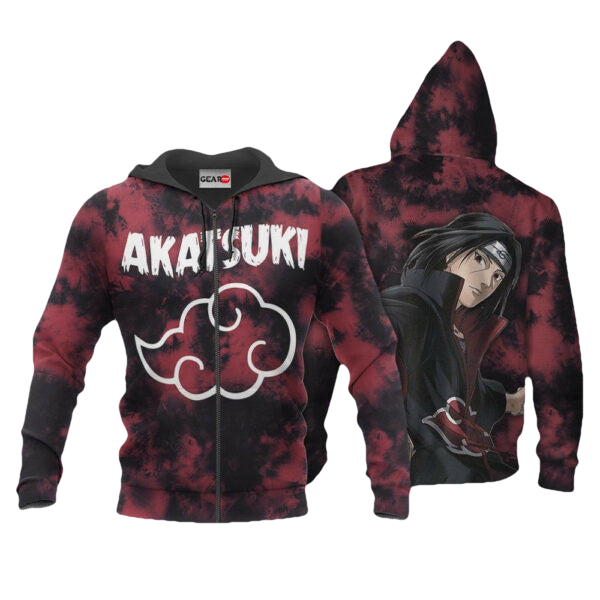 Akatsuki Itachi Uchiha Tie Dye Style Naruto Anime 1k388 Fan Gift Stylist Unisex Cartoon Graphic Outfits Aop 3d Hoodie, Zip Hoodie 237 Moonbestprint