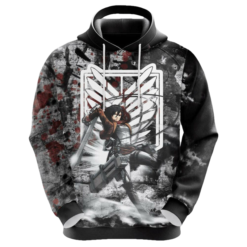 Attack On Titan Hoodie Eren Yeager And Mikasa Survey Corps Symbol 3d Hoodie Zip Hoodie Moonbestprint