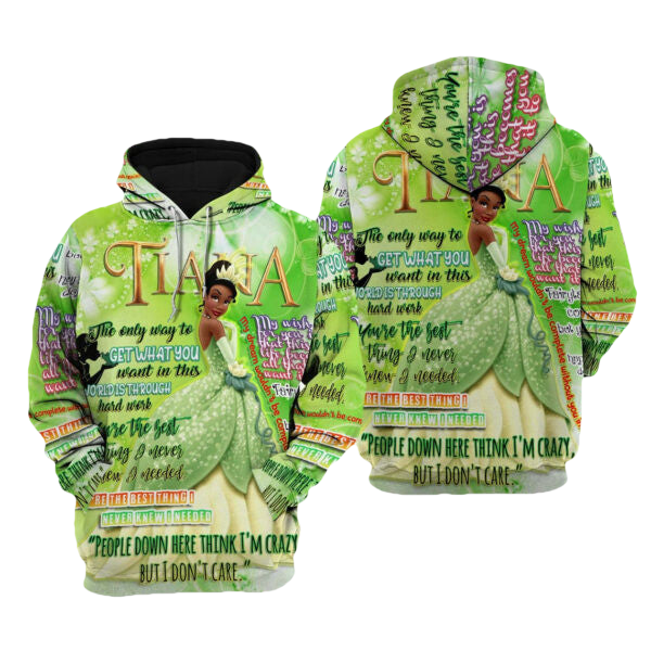 Tiana Punk Words Pattern Disney Fan Gift Stylist Unisex Cartoon Graphic Outfits Aop Hoodie, Zip Hoodie 2073 Moonbestprint