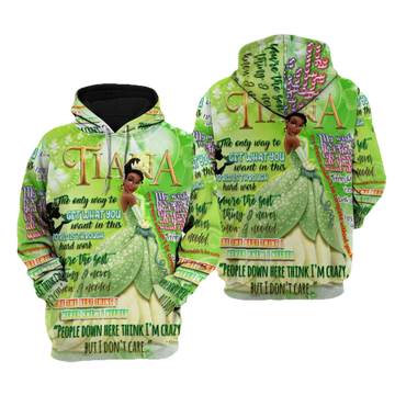 Tiana Punk Words Pattern Disney Fan Gift Stylist Unisex Cartoon Graphic Outfits Aop Hoodie, Zip Hoodie 2073 Moonbestprint