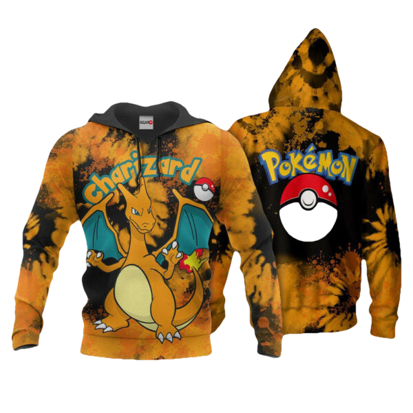 Charizard Anime Pokemon Manga Tie Dye Style 1k735 Fan Gift Stylist Unisex Cartoon Graphic Outfits Aop 3d Hoodie, Zip Hoodie 1380 Moonbestprint