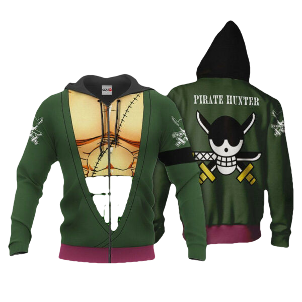 One Piece Roronoa Zoro Uniform Anime 3k325 Fan Gift Stylist Unisex Cartoon 3d Hoodie Zip Hoodie 2299 Moonbestprint
