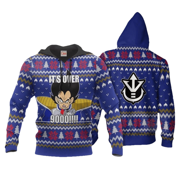 Vegeta Ugly Christmas It's Over 9000 Funny Dbz Anime Manga For Men And Women 3d Hoodie Zip Hoodie Moonbestprint