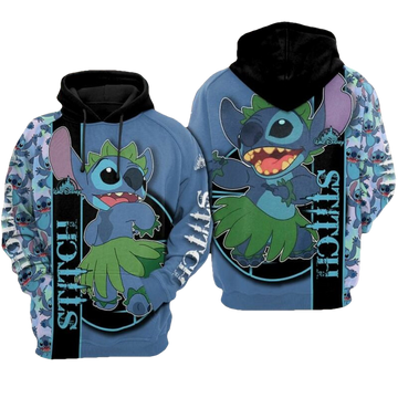 Stitch Hawaii Cartoon Lilo And Stitch Over Print 3d Hoodie Zip Hoodie Moonbestprint