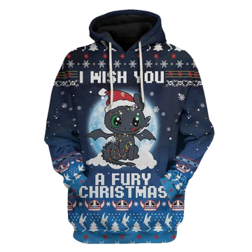 Disney Christmas Hoodie Toothless I Wish You A Fury 3d Hoodie Zip Hoodie Moonbestprint