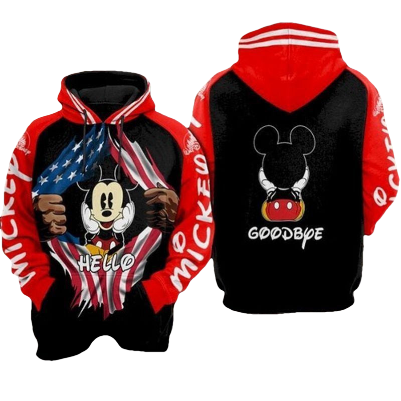 Disney Mickey Mouse Hello Goobye 3d T Shirt Sweatshirt Zip Hoodie Bomber 265 Moonbestprint
