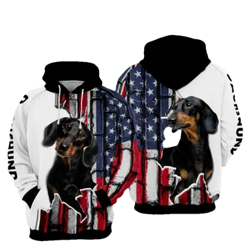 Dachshund American Over Print 3d Hoodie Zip Hoodie Moonbestprint
