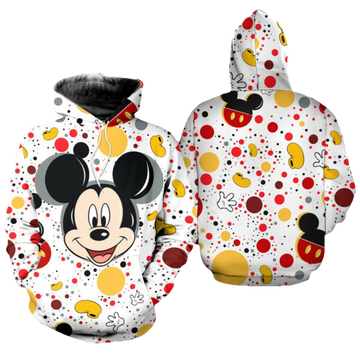 Mickey Mouse Polkadot Pattern Disney Fan Gift Stylist Unisex Cartoon Graphic Outfits Aop Hoodie, Zip Hoodie 2204 Moonbestprint