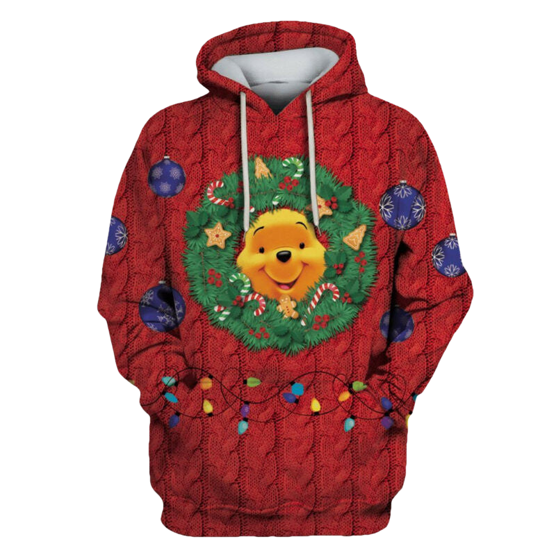 Disney Winnie The Pooh Hoodie Pooh Wreath Bauble Christmas 3d Hoodie Zip Hoodie Moonbestprint