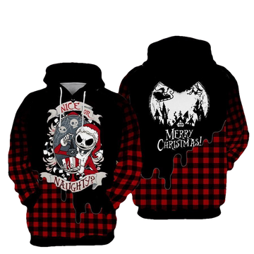 Jack Skellington Nice Or Naughty Merry Christmas Over Print 3d Hoodie Zip Hoodie 224 Moonbestprint