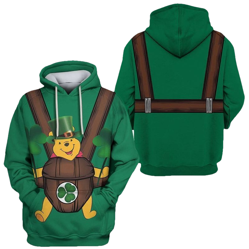 Saint Patrick Day Pooh Apparel Green Over Print 3d Hoodie Zip Hoodie Moonbestprint