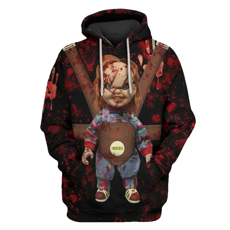 Halloween Hoodie Chucky Hoodie Bloody Cute Chucky 3d Hoodie Zip Hoodie Moonbestprint