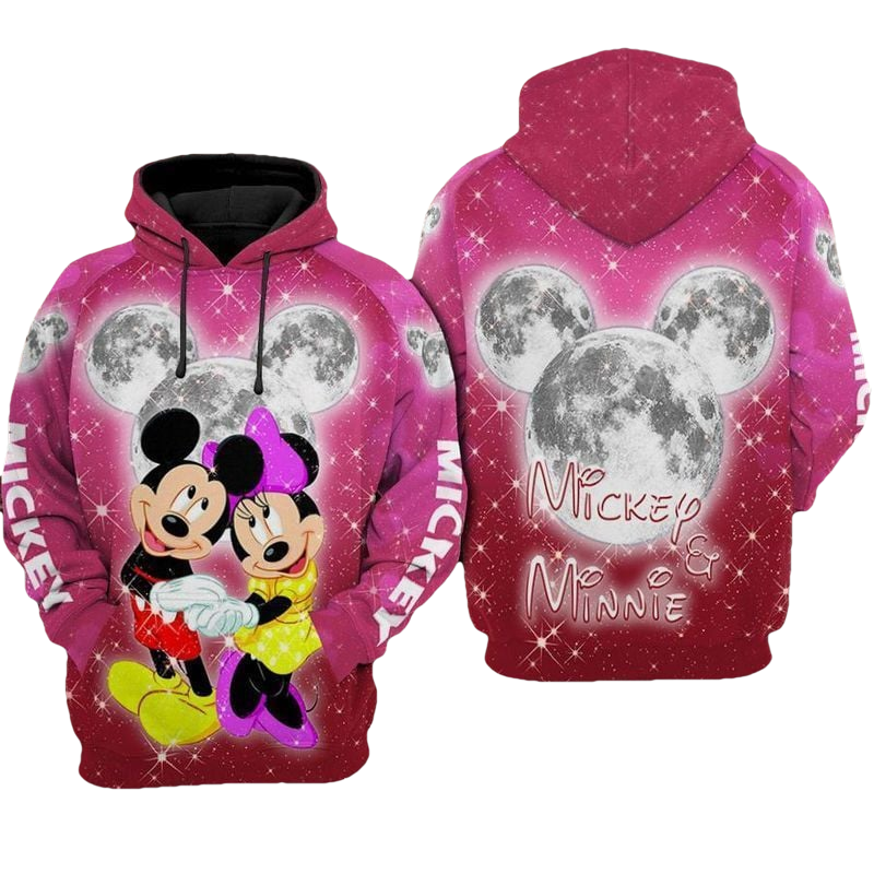 Hoodie Minnie Hoodie Minnie And Mm Mouse Head Moon Twinkle Pink Hoodie Mm Hoodie Moonbestprint