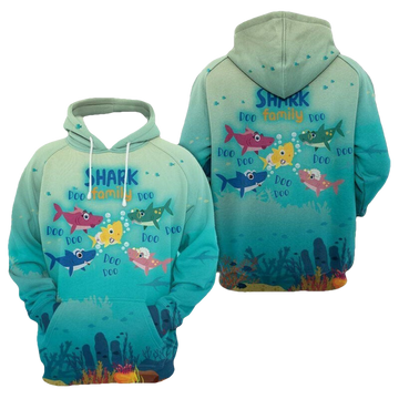 Shark Family Doo Doo Doo Under Ocean Cute Blue Hoodie Shark Week Hoodie Zip Hoodie Moonbestprint