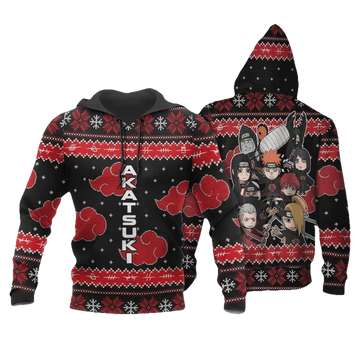 Akatsuki Ugly Christmas Naruto Anime Anime Manga For Men And Women 3d Hoodie Zip Hoodie Moonbestprint