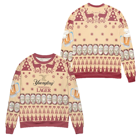 Yuengling Traditional Lager Reindeer Snowflake Pattern Ugly Christmas Sweater ? Usalast