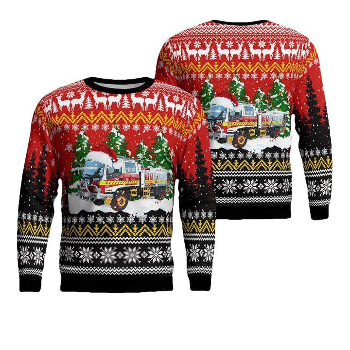 York Volunteer Fire Rescue York Western Australia Christmas AOP Sweater ? Usalast