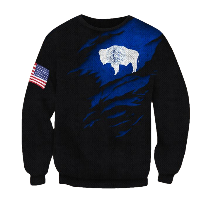 Wyoming Flag And American Flag Sweater Wyoming State Flag Us Flag Logo Patriot Gift For Him ? Usalast