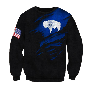 Wyoming Flag And American Flag Sweater Wyoming State Flag Us Flag Logo Patriot Gift For Him ? Usalast