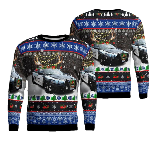 Woodridge Police Department Christmas AOP Sweater ? Usalast
