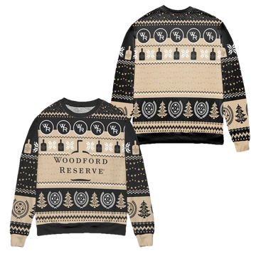Woodford Reserve Bourbon Snowflake Pine Tree Pattern Ugly Christmas Sweater ? Black ? Usalast