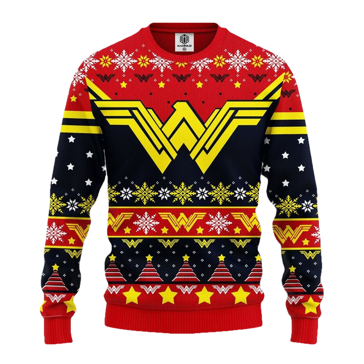 Wonder Woman Red Yellow Ugly Christmas Sweater Amazing Gift Idea Thanksgiving Gift ? Usalast