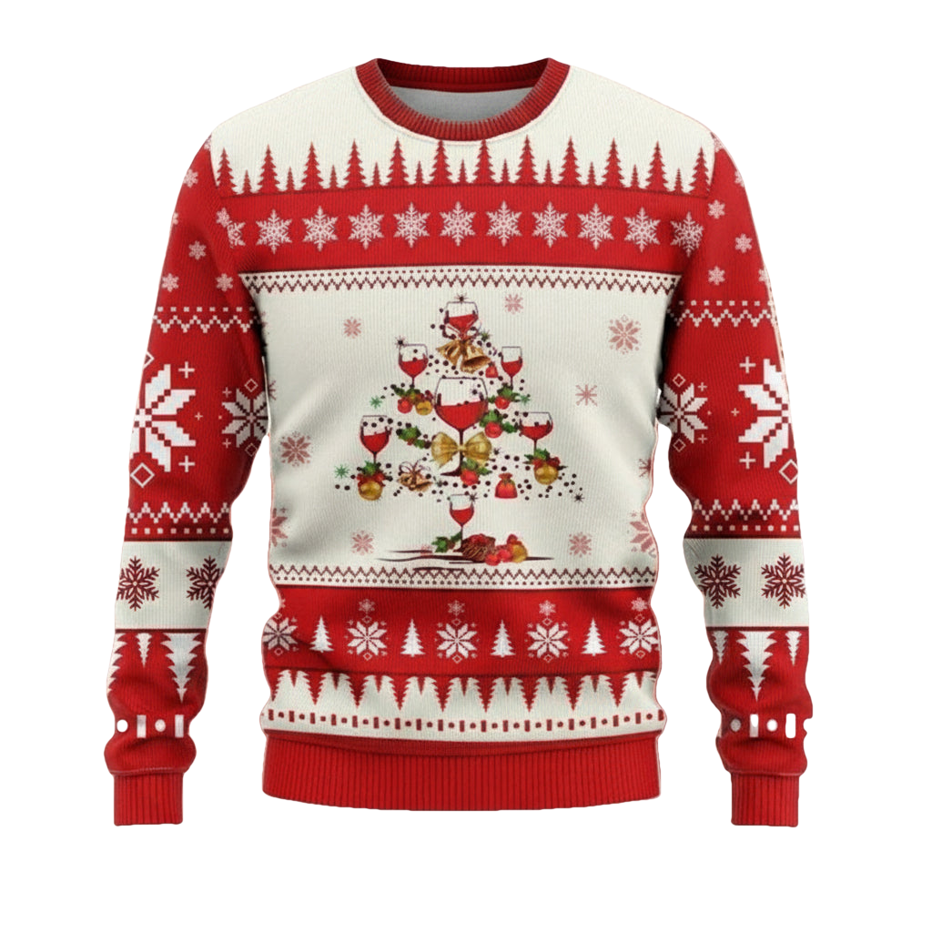 Wine Christmas Tree Sweater Hoodie ? Usalast