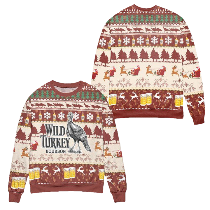 Wild Turkey Bourbon Snowflake Pattern Ugly Christmas Sweater ? Usalast