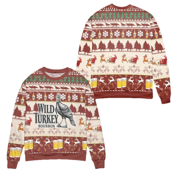 Wild Turkey Bourbon Snowflake Pattern Ugly Christmas Sweater ? Usalast