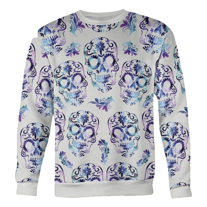 White And Purple Sugar Skull Sweater ? Usalast