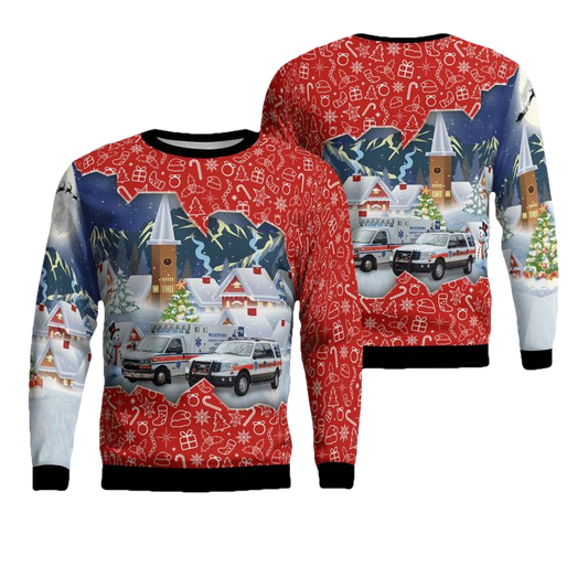 Westport Connecticut Westport Volunteer Emergency Medical Service WVEMS Christmas Sweater 3D ? Usalast
