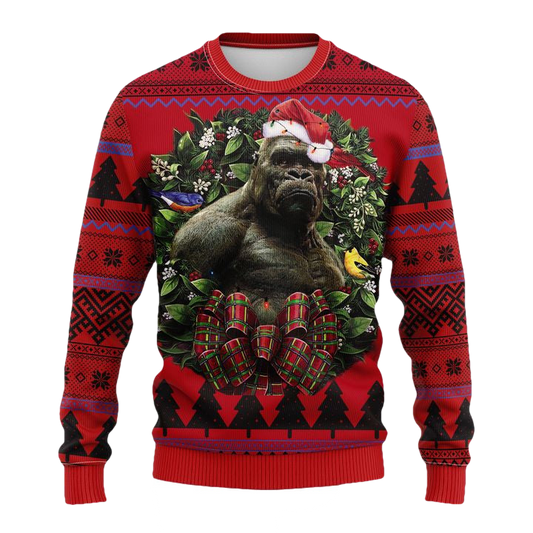 Western Gorilla King Kong Godzilla Noel Mc Ugly Christmas Sweater Thanksgiving Gift ? Usalast
