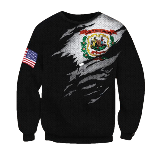West Virginia State Flag Sweater Virginia State And Us Flag Logo Sweater Cozy Gift For Him ? Usalast