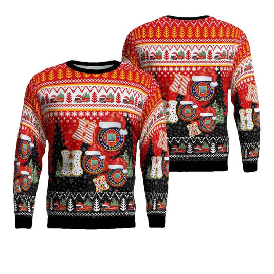 West Palm Beach Palm Beach County Florida West Palm Beach Fire Department Christmas Sweater 3D ? Usalast