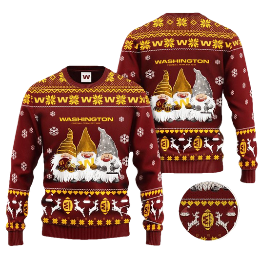 Washington Football Team Gnome De Noel Christmas Ugly Sweater ? Usalast