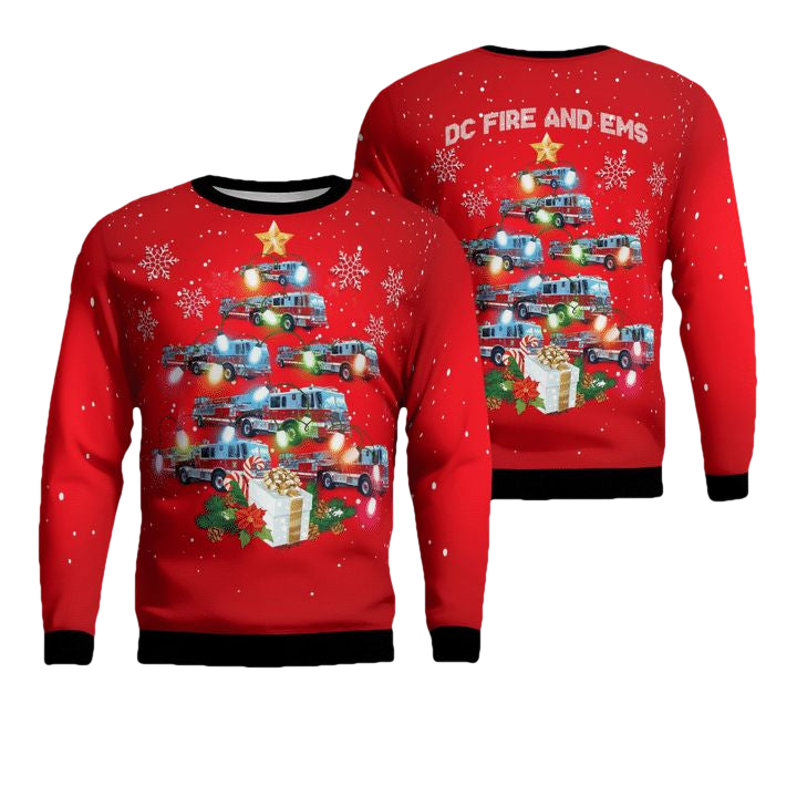 Washington DC Fire And EMS Christmas AOP Sweater ? Usalast