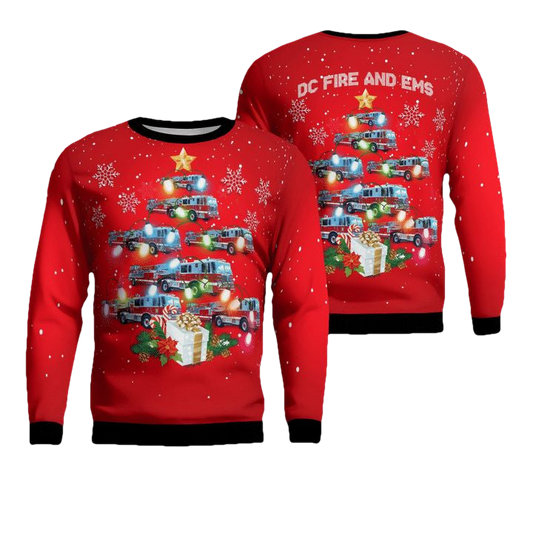 Washington DC Fire And EMS Christmas AOP Sweater ? Usalast