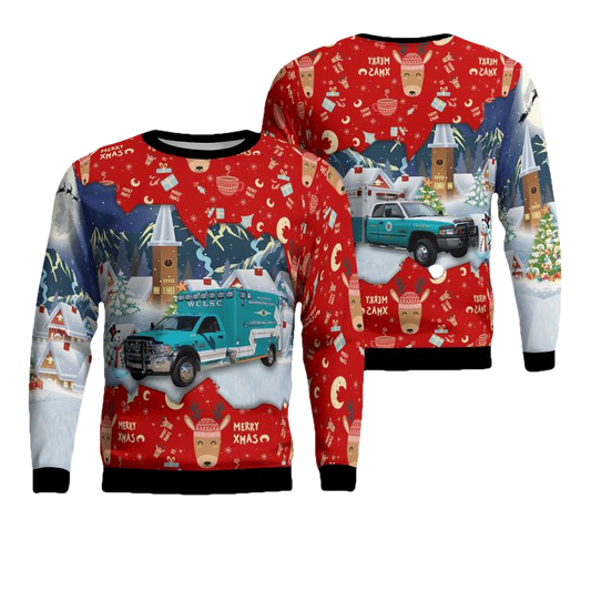 Washington County Virginia Washington County Life Saving Crew EMS Christmas Sweater 3D ? Usalast