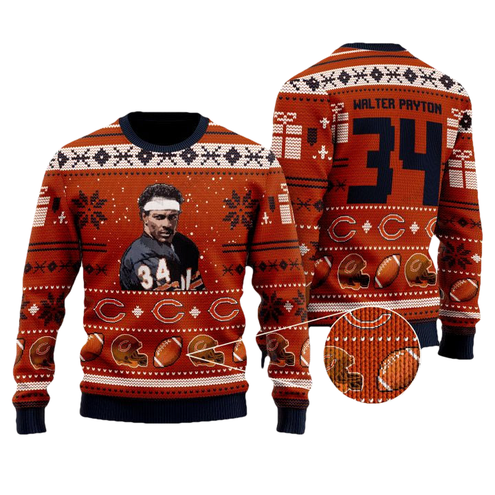 Walter Payton 34 Chicago Bears Nfl Christmas Sweater ? Usalast
