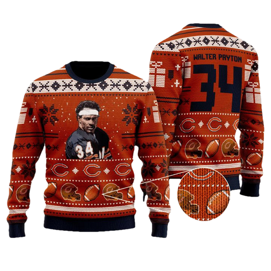 Walter Payton 34 Chicago Bears Nfl Christmas Sweater ? Usalast