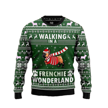 Walking In A Frenchie Wonderland Graphic Crewneck Sweater Christmas Gift For Dog Lover ? Usalast