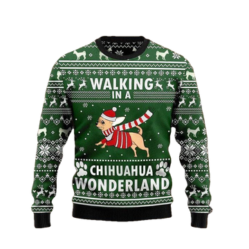Walking In A Chihuahua Wonderland Sweater Snowflake Vintage Christmas Sweater Dog Lover ? Usalast