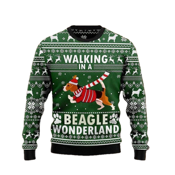 Walking In A Beagle Wonderland Crewneck Sweater Vintage Christmas Design Unisex Clothes ? Usalast