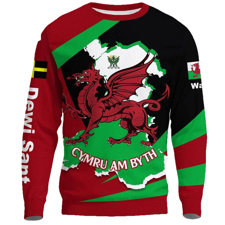Wales Sweater St Davids Day With Map And Flag A22 ? Usalast