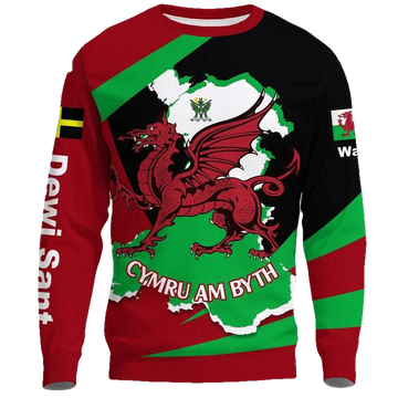 Wales Sweater St Davids Day With Map And Flag A22 ? Usalast