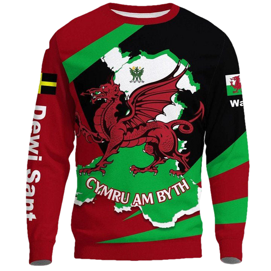 Wales Sweater St Davids Day With Map And Flag A22 ? Usalast