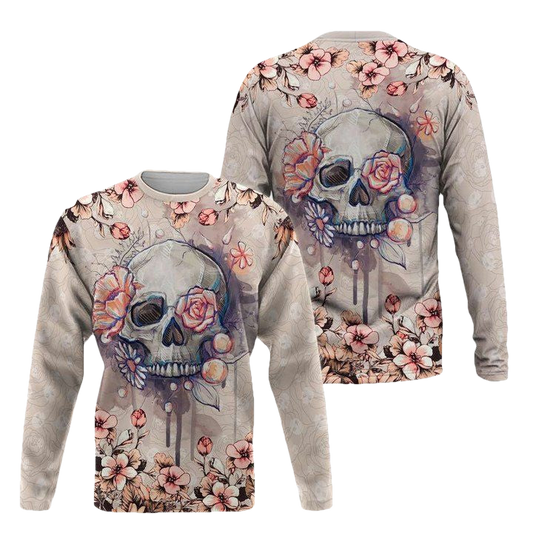 Viticstore Skull Flower- Cream Shade Salmon Pink Detail- Ultra Soft 3D All Over Printed Xl Sweater ? Usalast